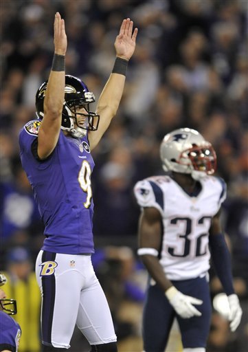 justin tucker reacts after the game winning field-goal